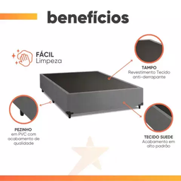 Cama Box Casal 1,38m com 38cm de Altura Suede Prince Cinza - 3