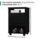 Ver imagem 3 de Mesa de Cabeceira 2 Gavetas 2 Nichos 45 cm Valente Plus Preto Rudk