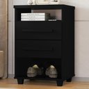 Ver imagem 2 de Mesa de Cabeceira 2 Gavetas 2 Nichos 45 cm Valente Plus Preto Rudk