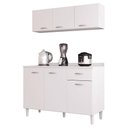 Ver imagem 1 de Balcão de Cozinha com Tampo e Armário Aéreo 120 Cm Branco Brilho - Poquema