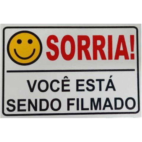 Placa Sorria Você Está Sendo Filmado Tam 15x10 - 50un