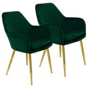 Ver imagem 1 de Kit 2 Cadeiras Poltrona Lines Base Dourada Recepção Sala Decorativa Suede