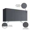 Ver imagem 3 de Armário Aéreo 120cm 3 Portas Andréia Cinza - AJL Móveis