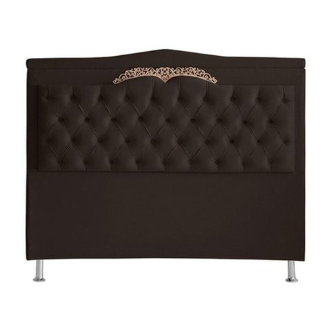 Cabeceira de Cama Box Helena Queen 160 Cm Capitonê Retro Botão Encapados Suede Marrom Eli Móveis