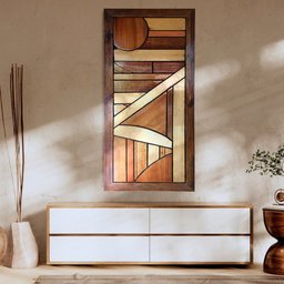 Quadro Painel a Lógica do Caos Madeira Nobre em Alto Relevo Artesanal - 3