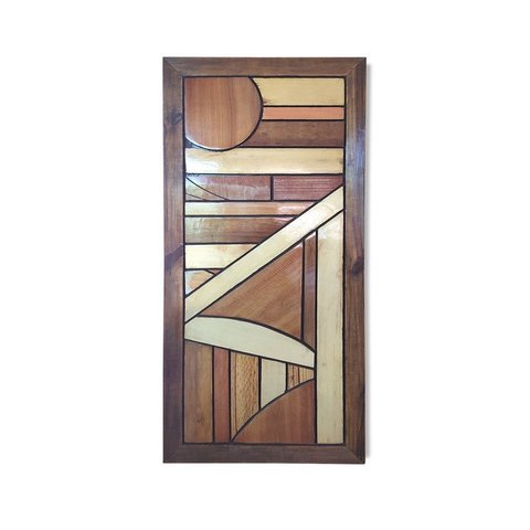 Quadro Painel a Lógica do Caos Madeira Nobre em Alto Relevo Artesanal