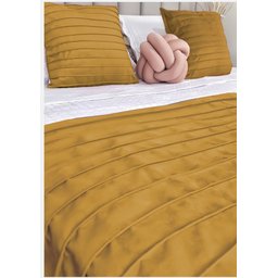 Peseira Drapeada Line Dupla Face em Veludo Cama Casal Cor:mostarda - 1
