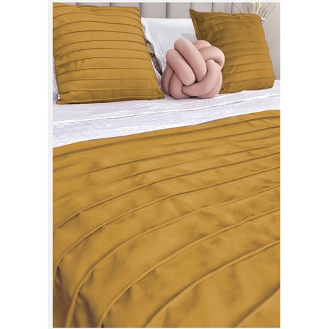 Peseira Drapeada Line Dupla Face em Veludo Cama Casal Cor:mostarda