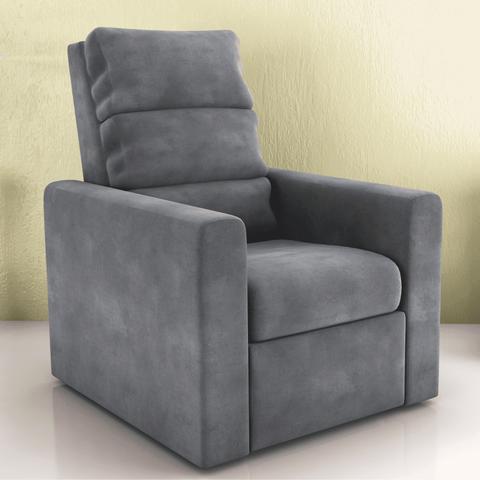 Poltrona Lyon 2 Estágios Reclinável Veludo Cinza 69x90cm para Sala e Descanso
