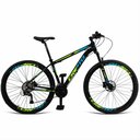 Ver imagem 1 de Bicicleta Unisex 15" Aro Aero 29 24v Freios a Disco Suspensão 80mm Guidão Curvo Preto/verde Neon/azu