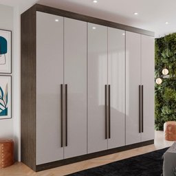 Guarda-roupa Casal 100% Mdf 6 Portas 4 Gavetas Grécia - Mais Móveis Cor New Canion/off-white - 2