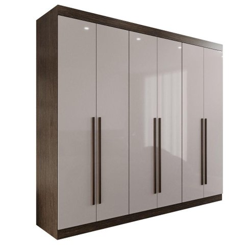 Guarda-roupa Casal 100% Mdf 6 Portas 4 Gavetas Grécia - Mais Móveis Cor New Canion/off-white
