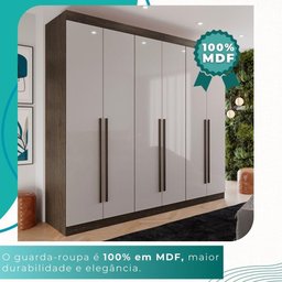 Guarda-roupa Casal 100% Mdf 6 Portas 4 Gavetas Grécia - Mais Móveis Cor New Canion/off-white - 5