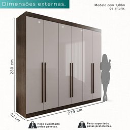 Guarda-roupa Casal 100% Mdf 6 Portas 4 Gavetas Grécia - Mais Móveis Cor New Canion/off-white - 3