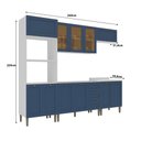 Ver imagem 4 de Cozinha Modulada Aurora 260cm Aéreo Portas Vidro Provençal Cor:branco com Azul