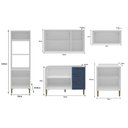 Ver imagem 3 de Cozinha Modulada Aurora 260cm Aéreo Portas Vidro Provençal Cor:branco com Azul