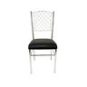 Kit 6 Cadeiras de Cozinha com Reforço Cromada Encosto Grade Assento Preto - Poltronas do Sul - 4