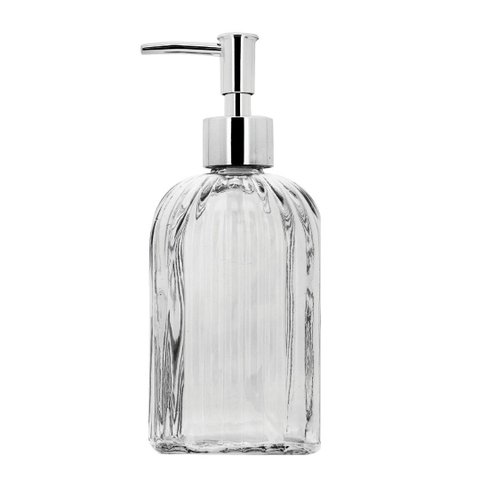 Saboneteira Porta Sabonete Líquido Vidro Clear Prime Listras 500ml - Tuut