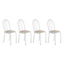 Ver imagem 1 de Kit 4 Cadeiras de Cozinha Califórnia Estampado Rattan Bege Pés de Ferro Branco - Pallazio