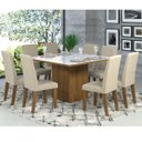 Ver imagem 1 de Conjunto Sala de Jantar Mesa Tampo de Vidro e 8 Cadeiras Catarina Espresso Móveis