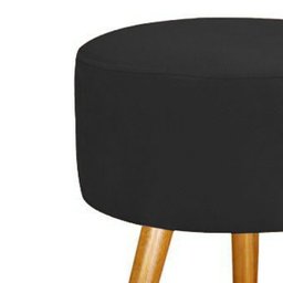 Combo 2 Puf, Puff Para Sala, Redondo, Suede Preto Luxo - 3