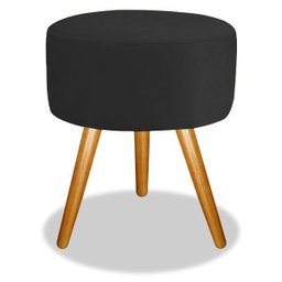 Combo 2 Puf, Puff Para Sala, Redondo, Suede Preto Luxo - 2