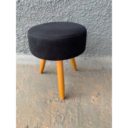 Combo 2 Puf, Puff Para Sala, Redondo, Suede Preto Luxo - 4