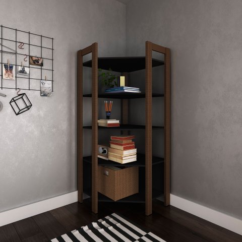 Estante de Livros 71CMX166CM Canto Multiuso Preto