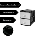 Ver imagem 4 de Gaveteiro Plástico Organizador com Rodizio 2 Gavetas Ratan Branco