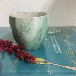 Vasos Em Cerâmica Mini Mesclados - Unidade Azul Mesclado - 3