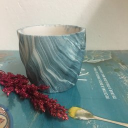 Vasos Em Cerâmica Mini Mesclados - Unidade Azul Mesclado - 2