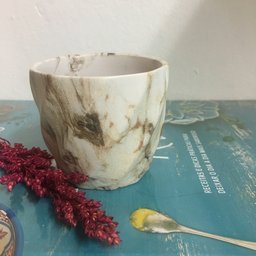 Vasos Em Cerâmica Mini Mesclados - Unidade Azul Mesclado - 6