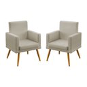 Ver imagem 1 de Kit 2 Poltronas Nina Com Rodapé Courino Bege Aradecor
