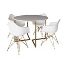 Ver imagem 2 de Mesa Jantar Industrial Branca 110cm Redonda Base V com 4 Poltronas Eames Eiffel Daw Brancas Base Dou