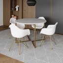 Ver imagem 1 de Mesa Jantar Industrial Branca 110cm Redonda Base V com 4 Poltronas Eames Eiffel Daw Brancas Base Dou