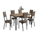 Ver imagem 2 de Conjunto Sala de Jantar Mesa Retangular Tampo BP com 6 Cadeiras Adriana Preto/Rattan/Demolição