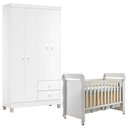 Ver imagem 1 de Berço Americano Mirelle e Guarda Roupa Ternura Baby 4 Portas Branco Brilho - Incorplac