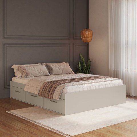 Cama de Casal Quen com 6 Gavetas Genebra