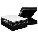 Ver imagem 1 de Cama Box Baú King: Colchão Espuma Castor D33 Black e White Double Face + Base CRC Suede Black(