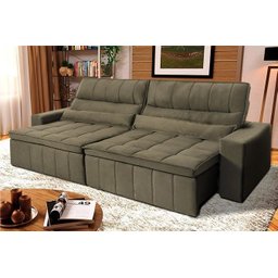 Sofá Retrátil Reclinável Supremo 3,00m Suede Velut Tabaco Molas no Assento - King House - 1