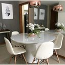 Ver imagem 2 de Mesa de Jantar Cone Laqueada Tampo Redondo com Vidro 1,20 Cm Branco **somente a Mesa**