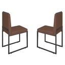 Ver imagem 1 de Conjunto Duas Cadeiras Sala Jantar Barcelona Base Preta:marrom