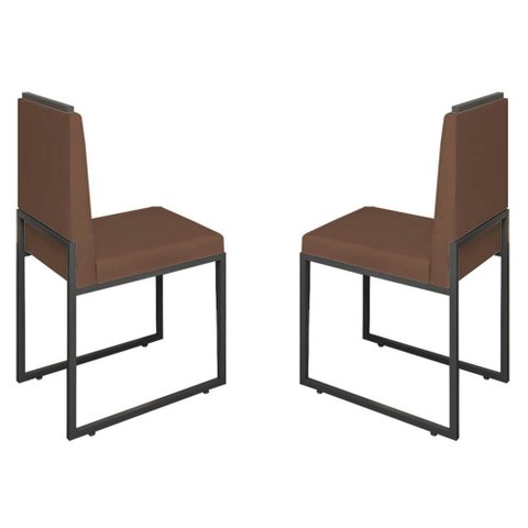 Conjunto Duas Cadeiras Sala Jantar Barcelona Base Preta:marrom