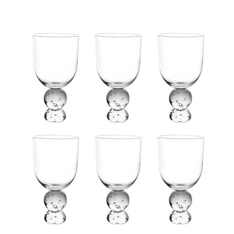 Conjunto 6 Copos de Vidro com Base Esferas Transparente 400ml 16,5cm Jl1006 Btc