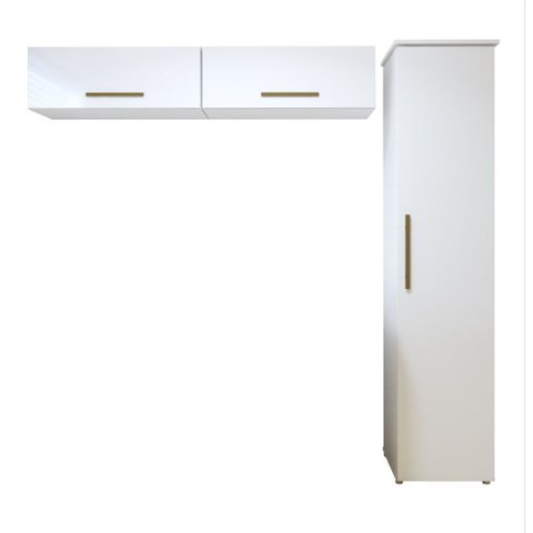 Lavanderia Modulada Uberaba 1 Armário Multiuso e 2 Armários Aéreos - Kaiki Móveis Branco
