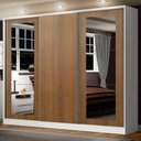 Ver imagem 1 de Guarda-roupa Casal 100% Mdf Madesa Eros 3 Portas de Correr com Espelhos - Branco/rustic