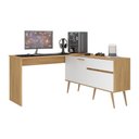 Ver imagem 5 de Mesa Gamer em L Strike 1 Gaveta MDP 136cm Madeirado e Branco Multimóveis