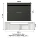Ver imagem 3 de Rack Madesa Cancun e Painel para Tv até 65 Polegadas - Branco/preto