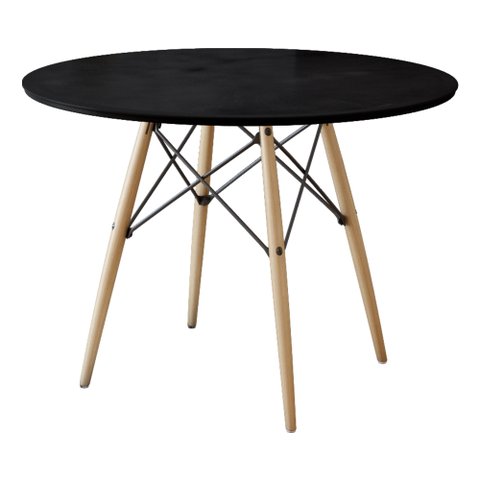 Mesa Dkr Eiffel Redondo Tampo de Madeira 110cm Preto