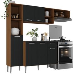 Armário de Cozinha Compacta Smart Multimóveis Mp2183 Madeirado/preto - 1